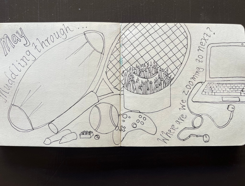 A page from my weekly illustrated journal at the time... May and still at home!